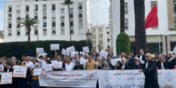 المحاسبون والمحامون يلتحمون في وقفة أمام  البرلمان احتجاجا على التضريب الجديد