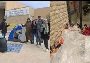 الصورة مركبة من احتجاجات أعوان الحراسة والنظافة والطبخ بمستشفى القرب لتالسينت