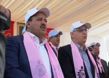 نزار بركة الأمين العام لحزب الاستقلال وبجانبه النعم ميارة الكاتب العام لنقابة الاتحاد العام للشغالين